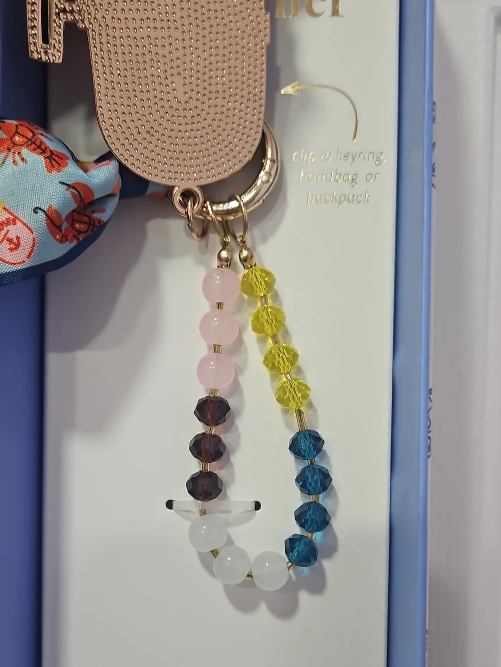 Sardines Bag Charm with Blue Scarf & Beaded Accent
